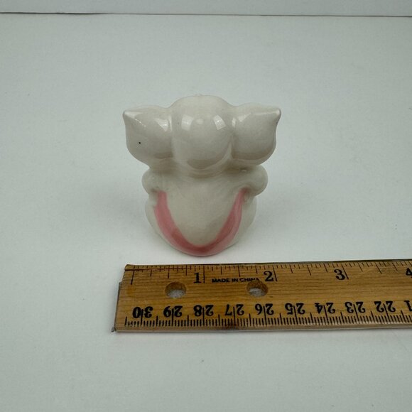 Vtg Sitting Ceramic Porcelain White Elephant Figurine Pink Accents 2.5 in tall - Picture 5 of 10